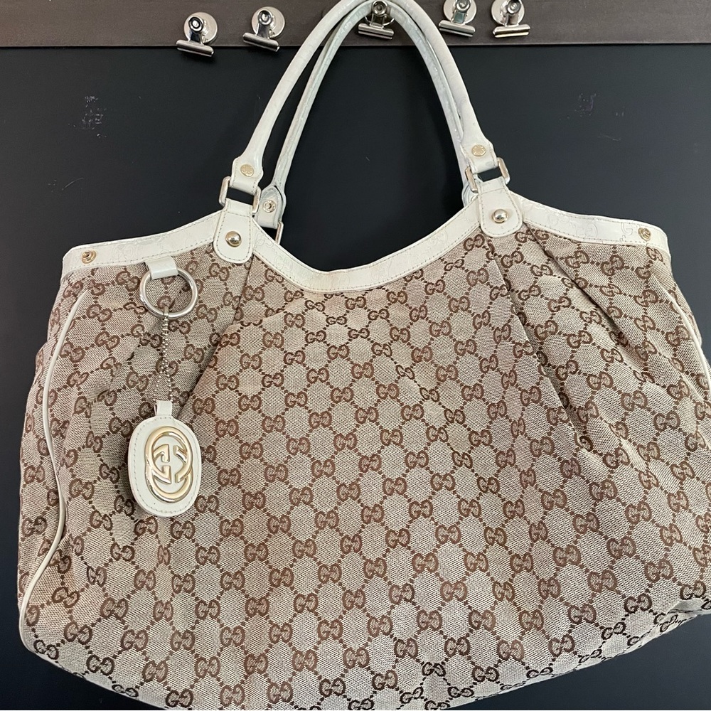 100% authentic gucci dukes bag bone and tan excellent